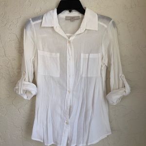 Lightweight white button down shirt